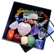 Natural Healing Crystal Gift Box Set,Quartz Crystal Stones, Chakra Bracelet and Crystal Necklace for Spiritual Wellness.