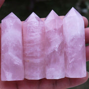 Natural Rose Quartz Crystal Point, Handcrafted Polished Healing Stone for Home Décor and Crystal Collections (50–75mm)