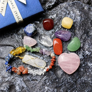Natural Healing Crystal Gift Box Set,Quartz Crystal Stones, Chakra Bracelet and Crystal Necklace for Spiritual Wellness.