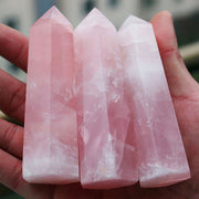 Natural Rose Quartz Crystal Point, Handcrafted Polished Healing Stone for Home Décor and Crystal Collections (50–75mm)