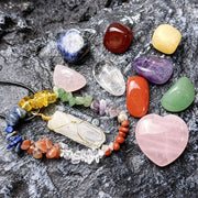 Natural Healing Crystal Gift Box Set,Quartz Crystal Stones, Chakra Bracelet and Crystal Necklace for Spiritual Wellness.