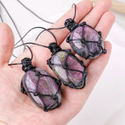 Purple Moonstone Crystal Pendant Necklace
